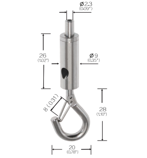 Spring Hook Non Slotted Cable Gripper for 1.0mm 1.2mm 1.5mm Wire Rope
