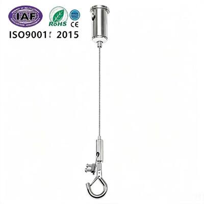 Adjustable Stainless Steel Wire Rope Suspension Kit With Spring Hook For Pendant Lights