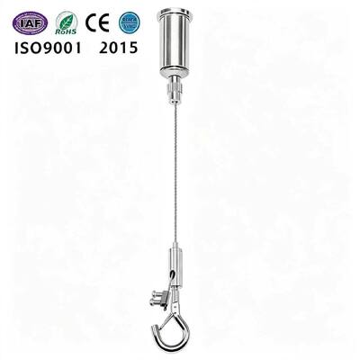 Adjustable Stainless Steel Wire Rope Suspension Kit With Spring Hook For Pendant Lights