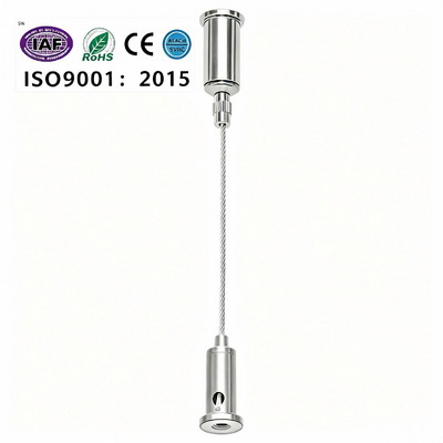 Stepped-Barrel Cable Gripper with 180-Degree Swivel Joint and Solid Brass Construction for LED Linear Light Suspension Kit