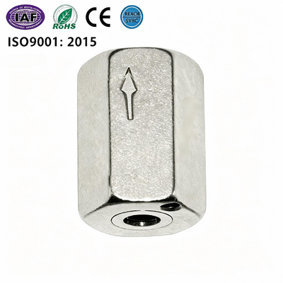 Hex Cylinder Double-Hole One-Way Cable Gripper Nickel-Plated Copper for Light & Sign Hanging
