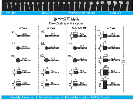 3.0mm Galvanized Cable Gripper with Zinc Alloy Die-casting for Customized Size Lighting Accessories
