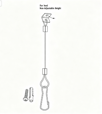 Stainless Steel Anti-fall Wire Rope Assembly with L-shaped End Stop and Hook for Customized Size Lighting Accessories