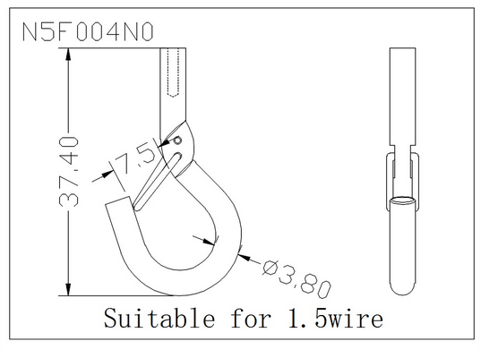 Iron Spring Hook for 1.5mm Wire Rope with Customized Size and Easy Installation for Lighting Suspension