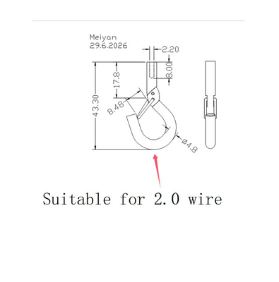 Iron Spring Hook for 2.0mm Wire Rope with Customized Size  for Lighting Suspension