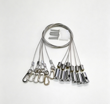 Stainless Steel Cable Gripper Wire Rope Hanging Kit with Carabiners