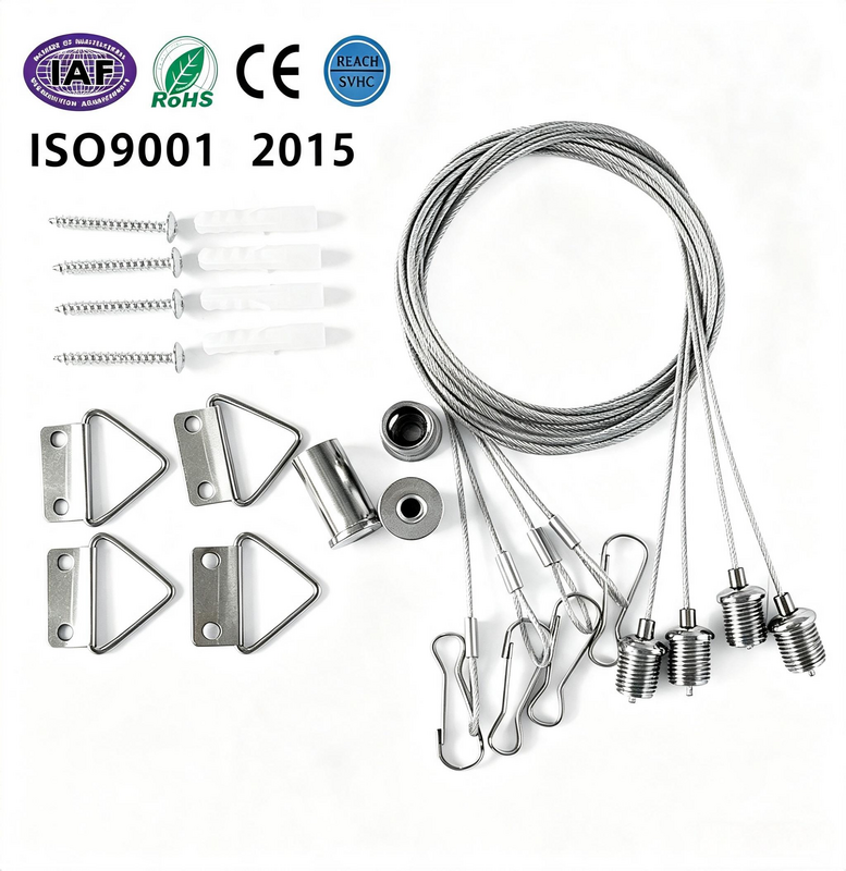 Adjustable Panel Lighting One Set Steel Wire Rope Hanging Kit With Triangle Brackets