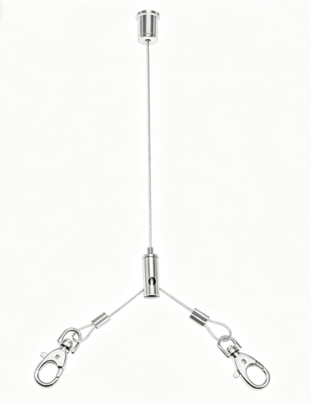 Y Shape Adjustable Hanging Kit Brass Ceiling Cable Clip Steel Wire Rope Cable Gripper for Panel Lamp