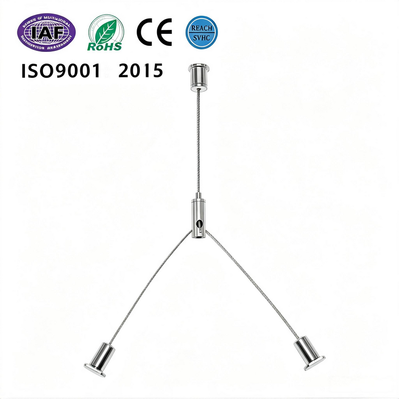 Stainless Steel LED Panel Light Suspension Kit Adjustable Dual Point Support