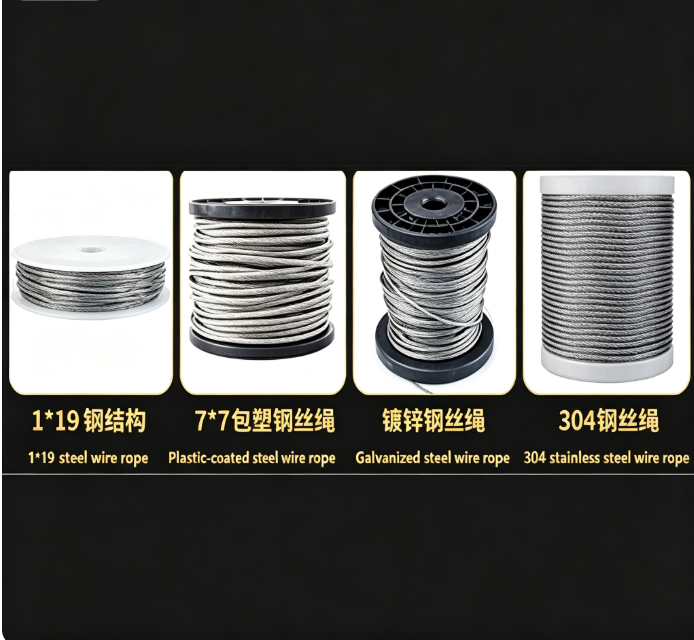 Galvanized and Stainless Wire Rope with structure of 1×19 / 7×7，Available in full rolls or cut to custom lengths