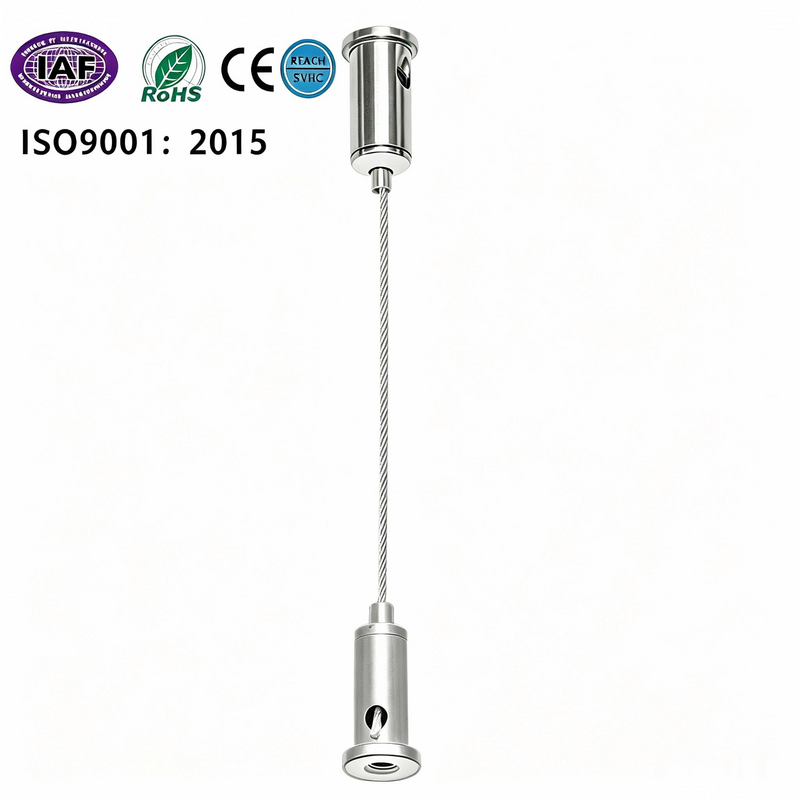Stepped-Barrel Cable Gripper with 180-Degree Swivel Joint and Solid Brass Construction for LED Linear Light Suspension Kit