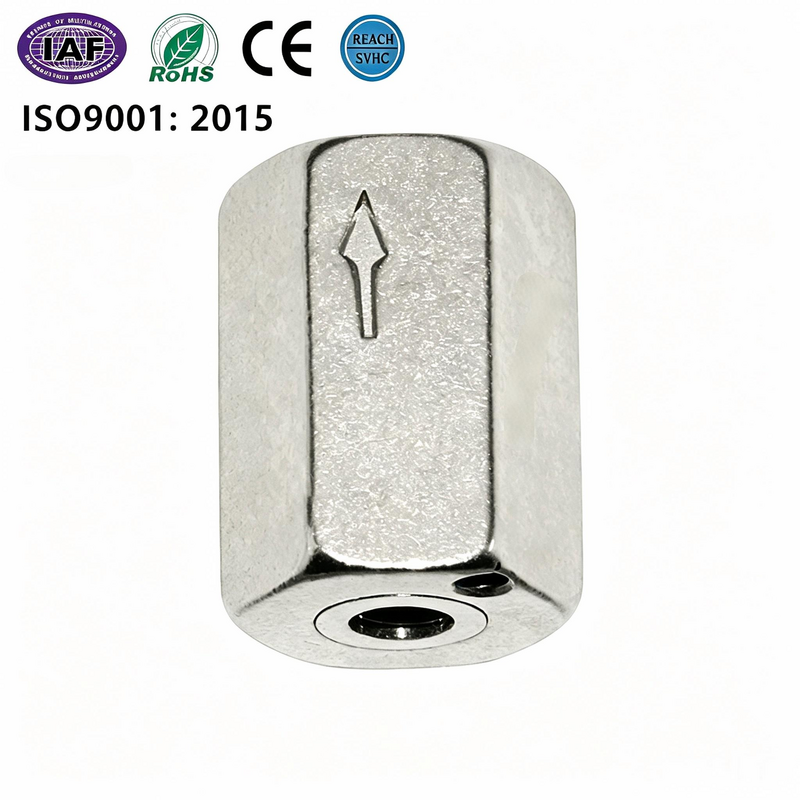 Hex Cylinder Double-Hole One-Way Cable Gripper Nickel-Plated Copper for Light & Sign Hanging