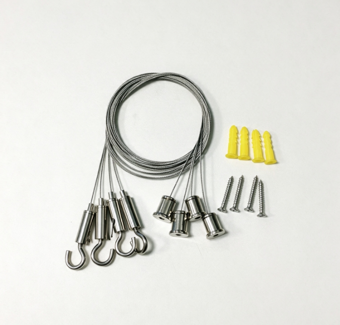 Adjustable Steel Wire Rope Hanging Kit with Hooks and Screws
