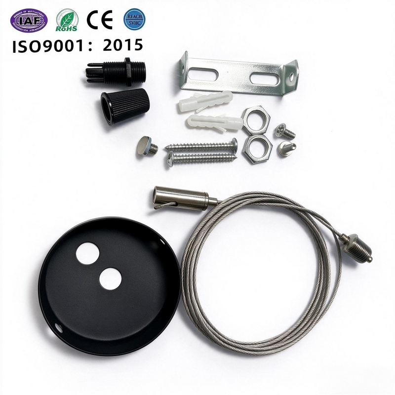 Dual-Side Adjustable Wire Rope Assembly Suspension Kit with Separate Cable Hole and Customizable Length for Panel Lights